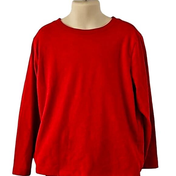Old Navy Boys Solid Red Long Sleeve T-Shirt Size S (6/7) Cotton Crew Neck Tee - Picture 4 of 6
